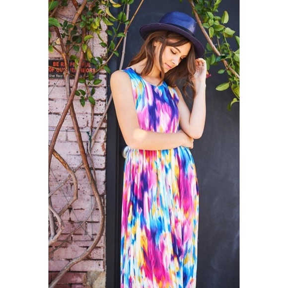 🎉HP🎉 Watercolor Maxi Dress With Pockets - Picture 7 of 9